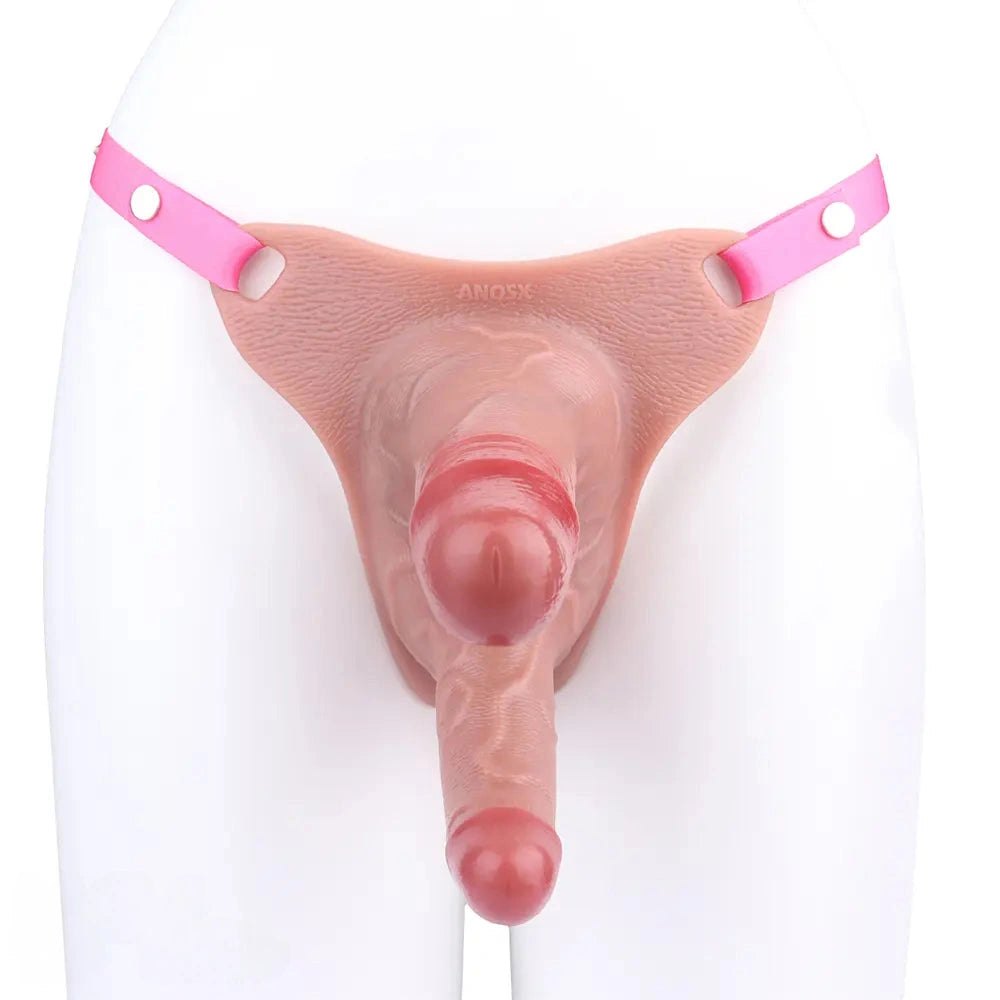 Flesh silicone dual-shaft strap-on dildo, photo 10