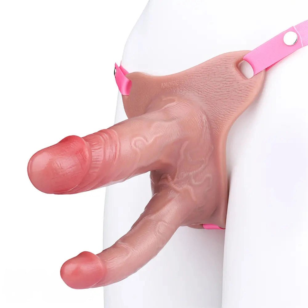 Flesh silicone dual-shaft strap-on dildo, photo 14