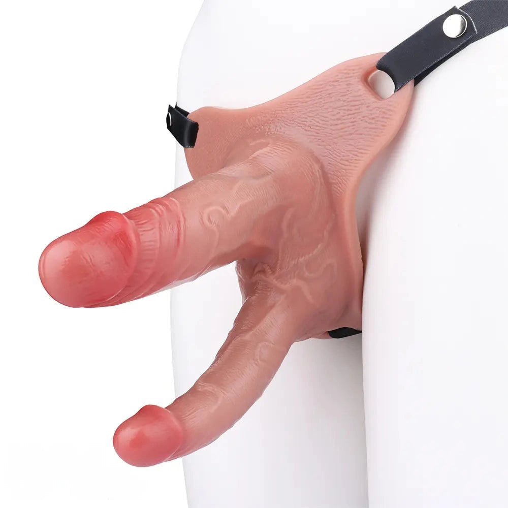 Flesh silicone dual-shaft strap-on dildo, photo 15