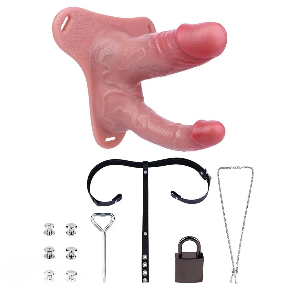 Flesh silicone dual-shaft strap-on dildo, photo 6