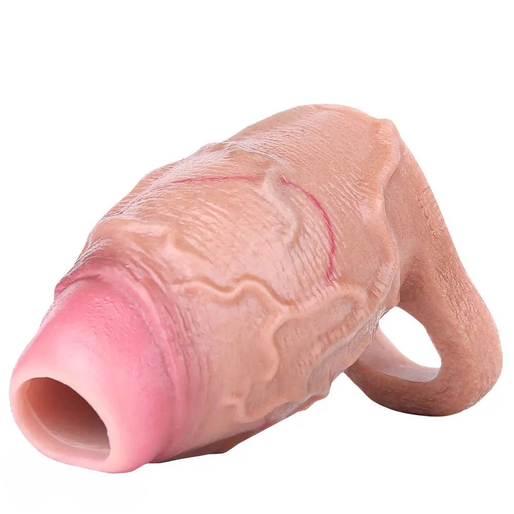 Flesh silicone veined penis extender sleeve, photo 7