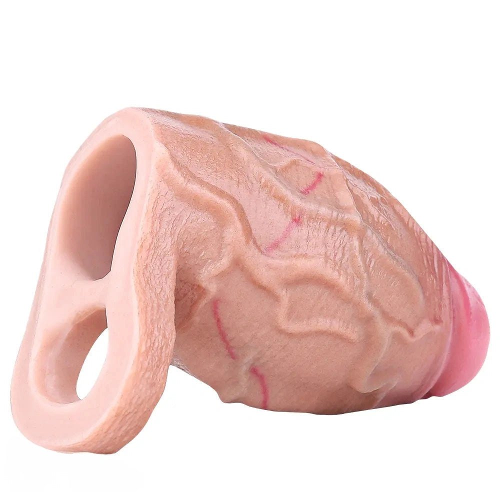 Flesh silicone veined penis extender sleeve, photo 8