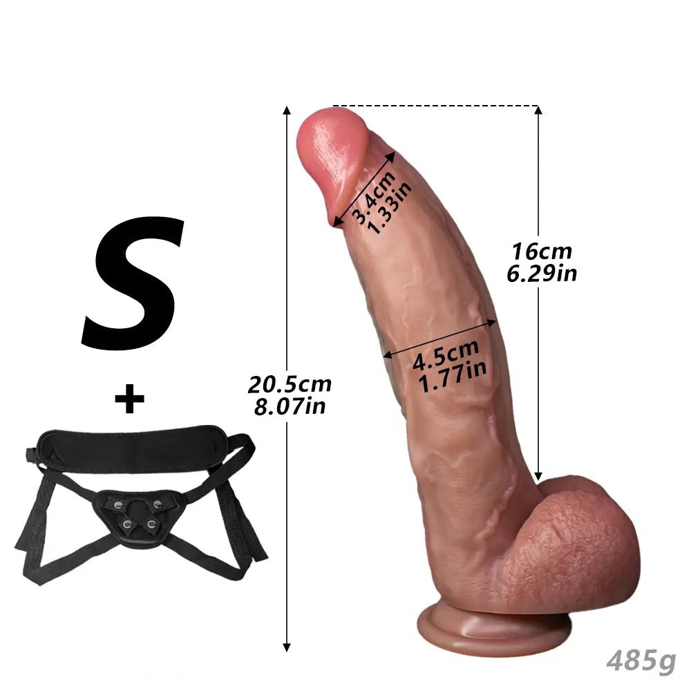 Flesh tone silicone strap-on dildo, photo 16