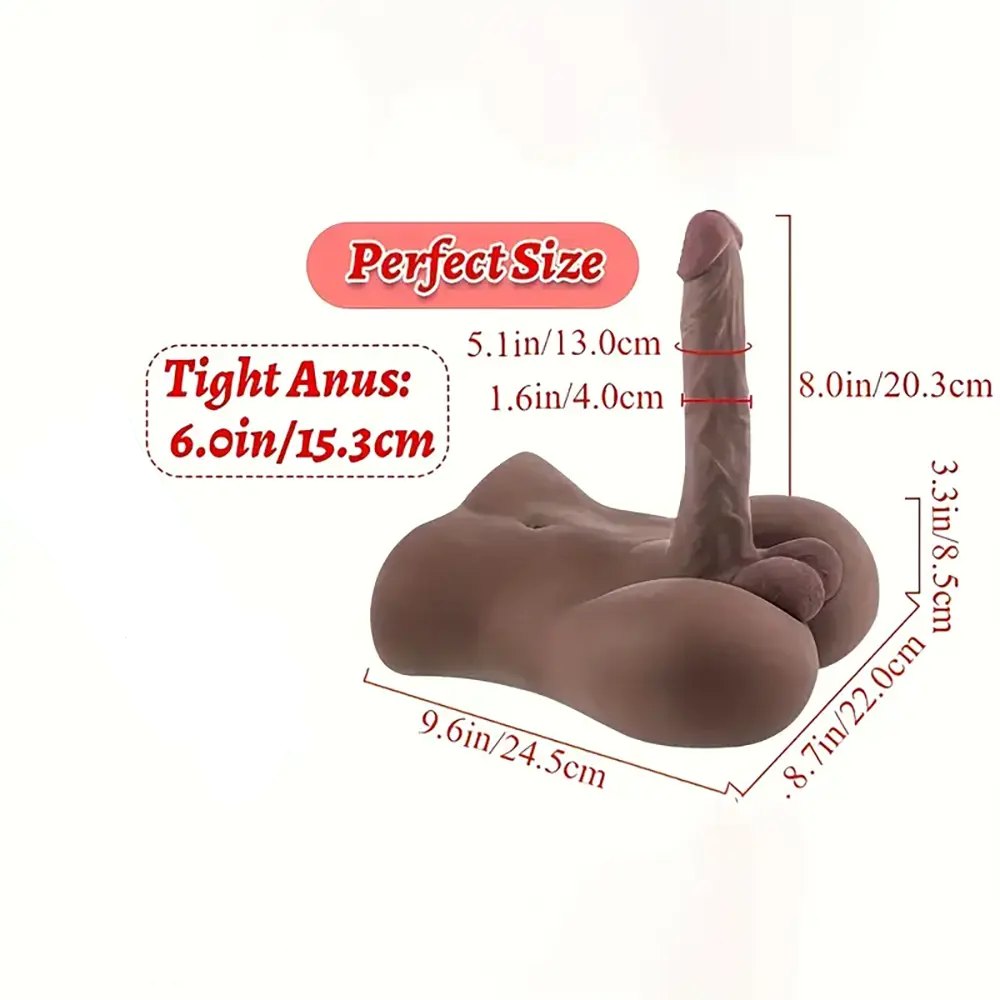 Flesh silicone torso with attached realistic dildo, photo 10