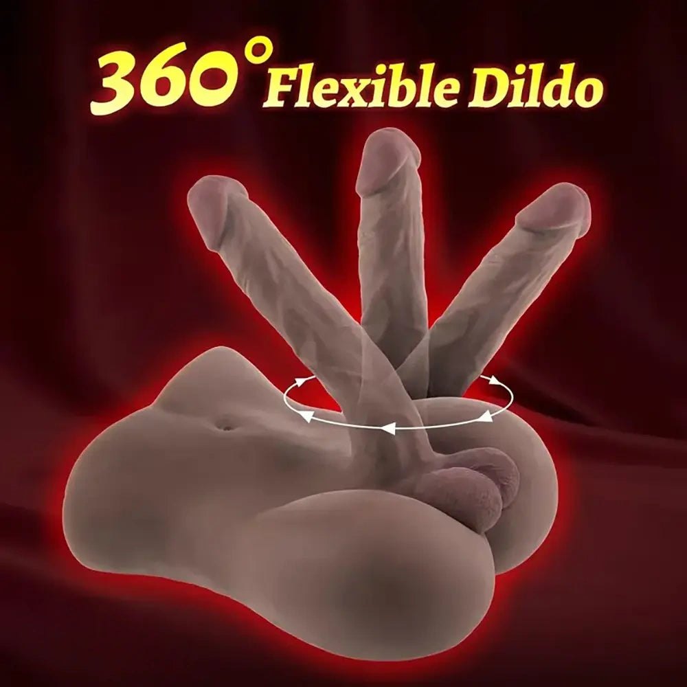 Flesh silicone torso with attached realistic dildo, photo 3