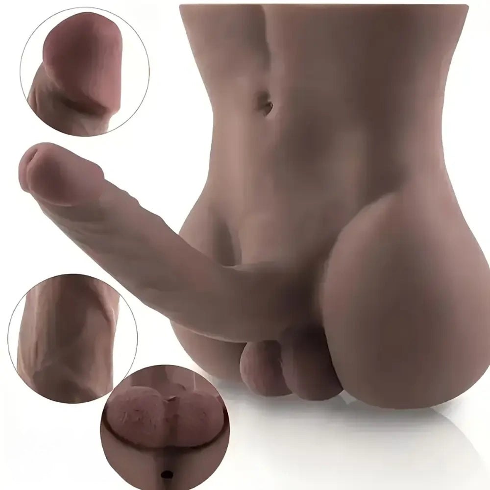 Flesh silicone torso with attached realistic dildo, photo 8