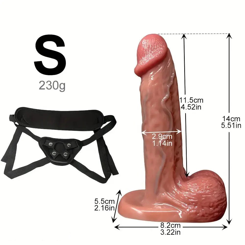 Flesh tone silicone strap on dildo with vein texture, photo 10