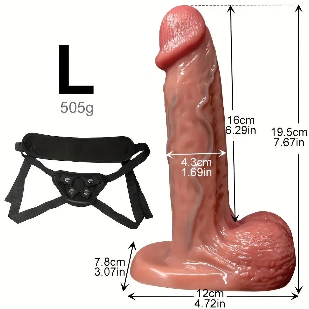 Flesh tone silicone strap on dildo with vein texture, photo 15