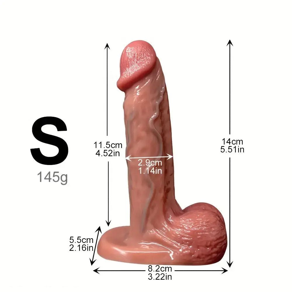 Flesh tone silicone strap on dildo with vein texture, photo 16