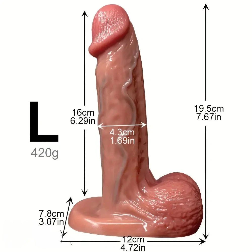 Flesh tone silicone strap on dildo with vein texture, photo 17
