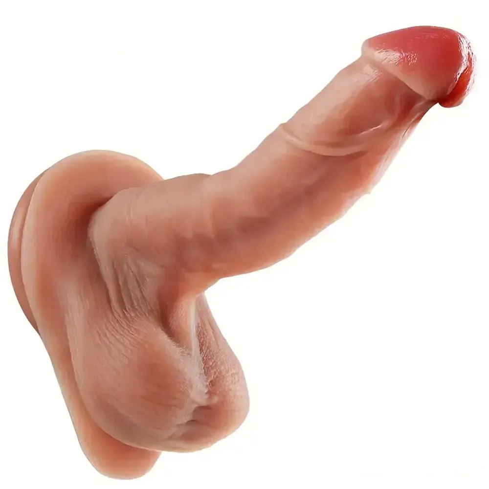 Flesh-tone silicone suction cup dildo, photo 1