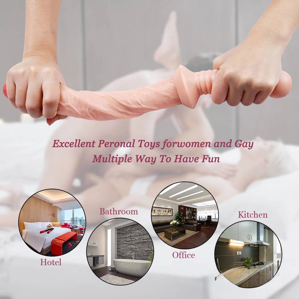 Flesh tone realistic dildo with ribbed handle, photo 10