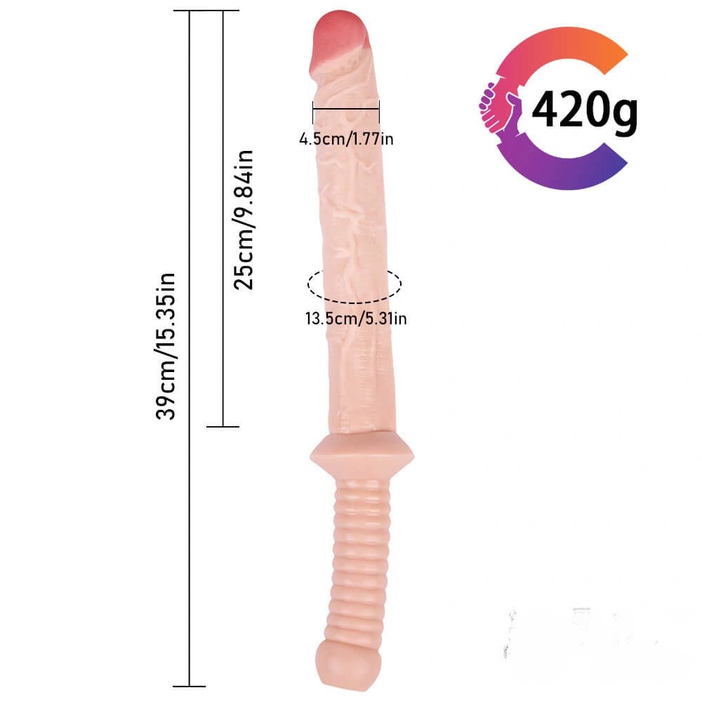 Flesh tone realistic dildo with ribbed handle, photo 11