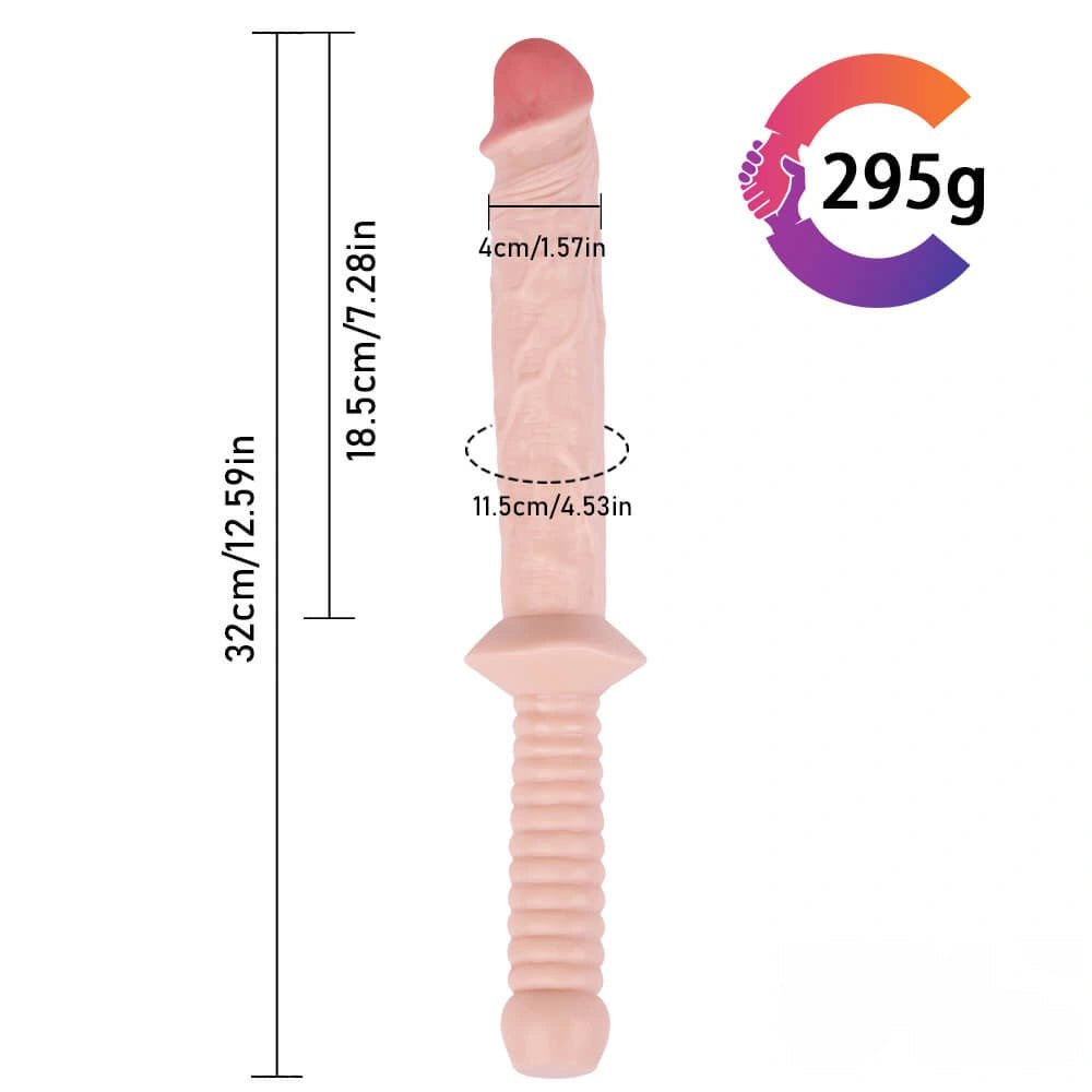 Flesh tone realistic dildo with ribbed handle, photo 2