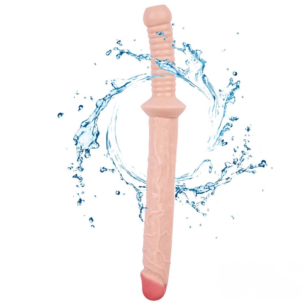 Flesh tone realistic dildo with ribbed handle, photo 3