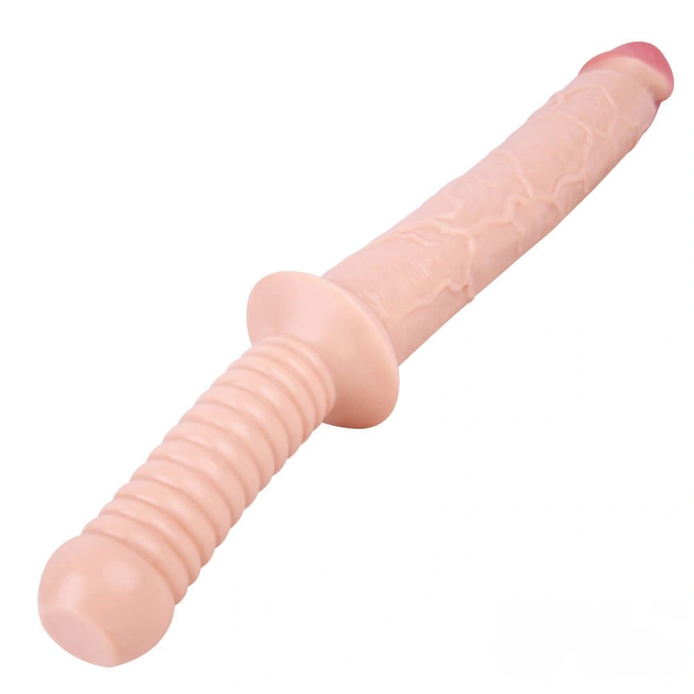 Flesh tone realistic dildo with ribbed handle, photo 4