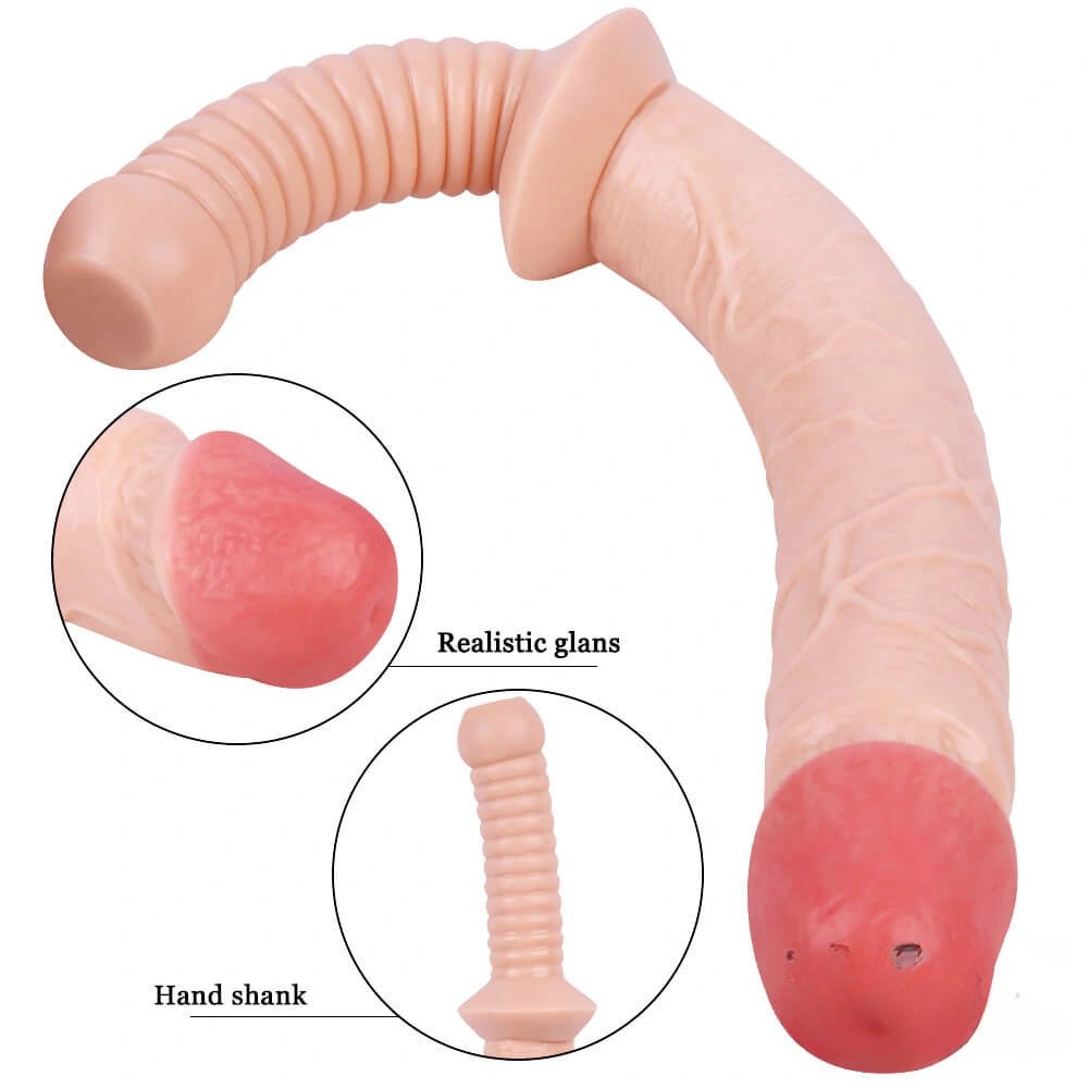 Flesh tone realistic dildo with ribbed handle, photo 5