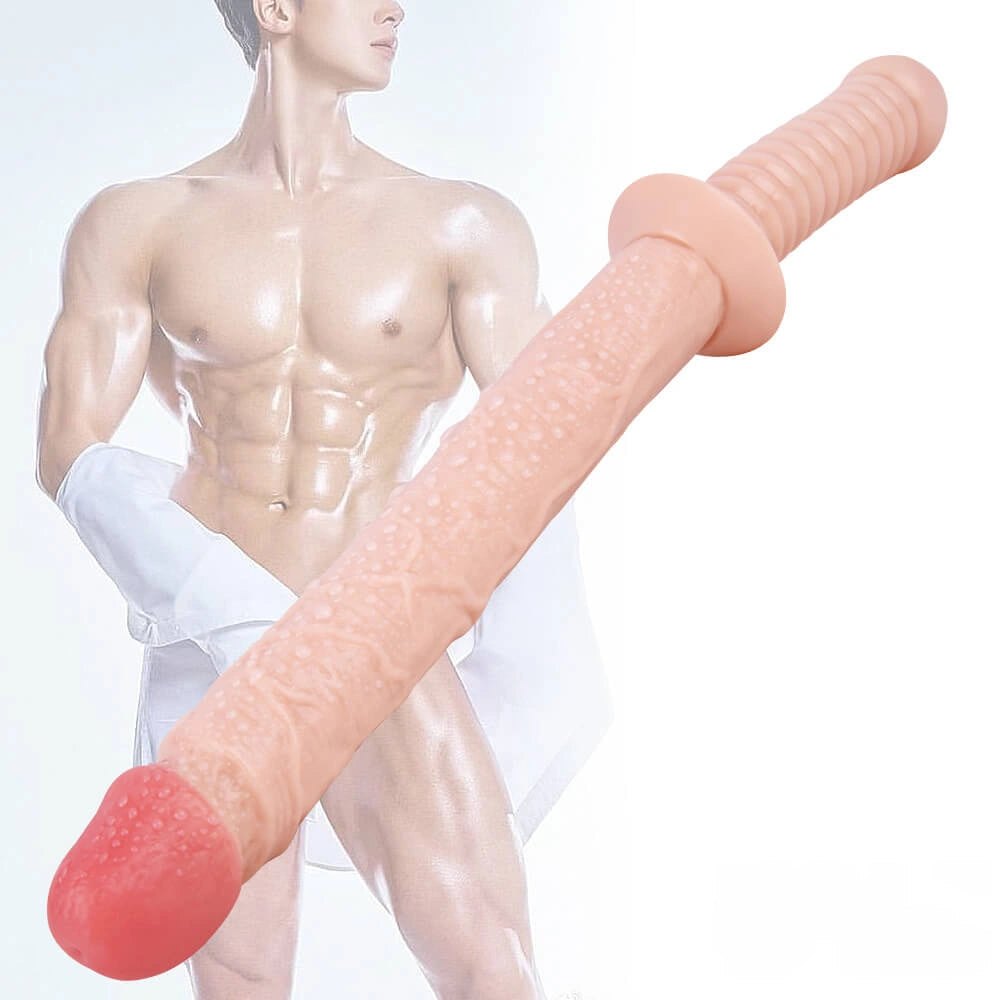 Flesh tone realistic dildo with ribbed handle, photo 6