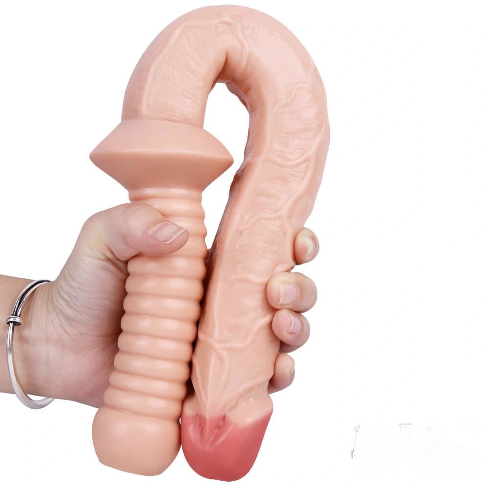 Flesh tone realistic dildo with ribbed handle, photo 9