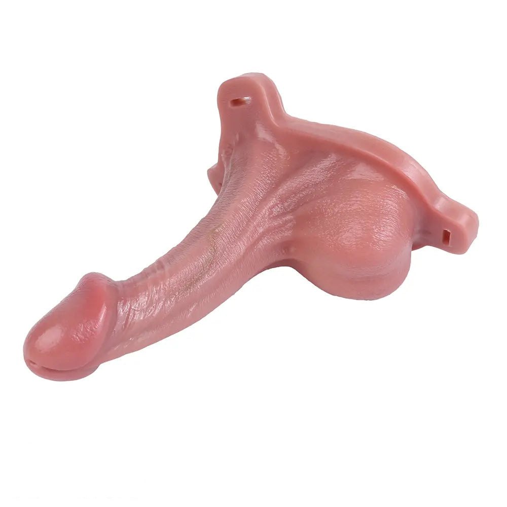 Flesh-tone realistic hollow strap-on dildo with attached strap, photo 15