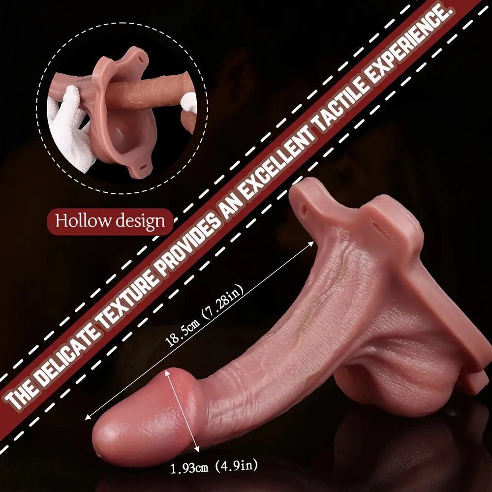 Flesh-tone realistic hollow strap-on dildo with attached strap, photo 4