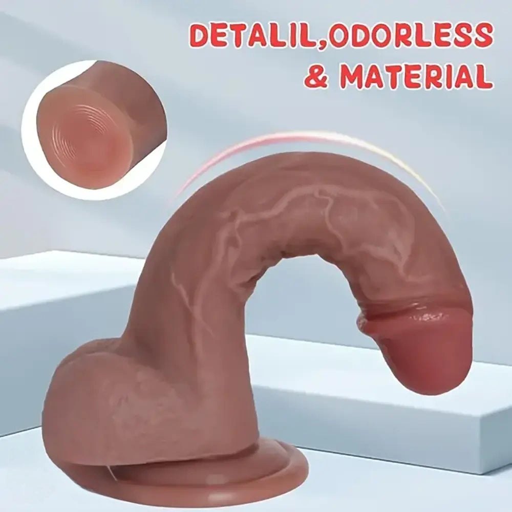 Flesh-tone realistic silicone dildo, photo 3