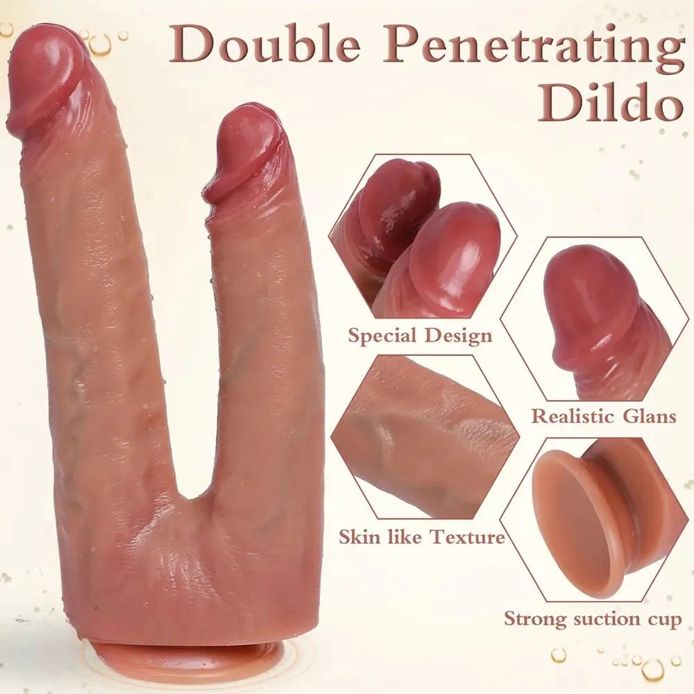 Flesh-tone silicone double dildo, photo 3