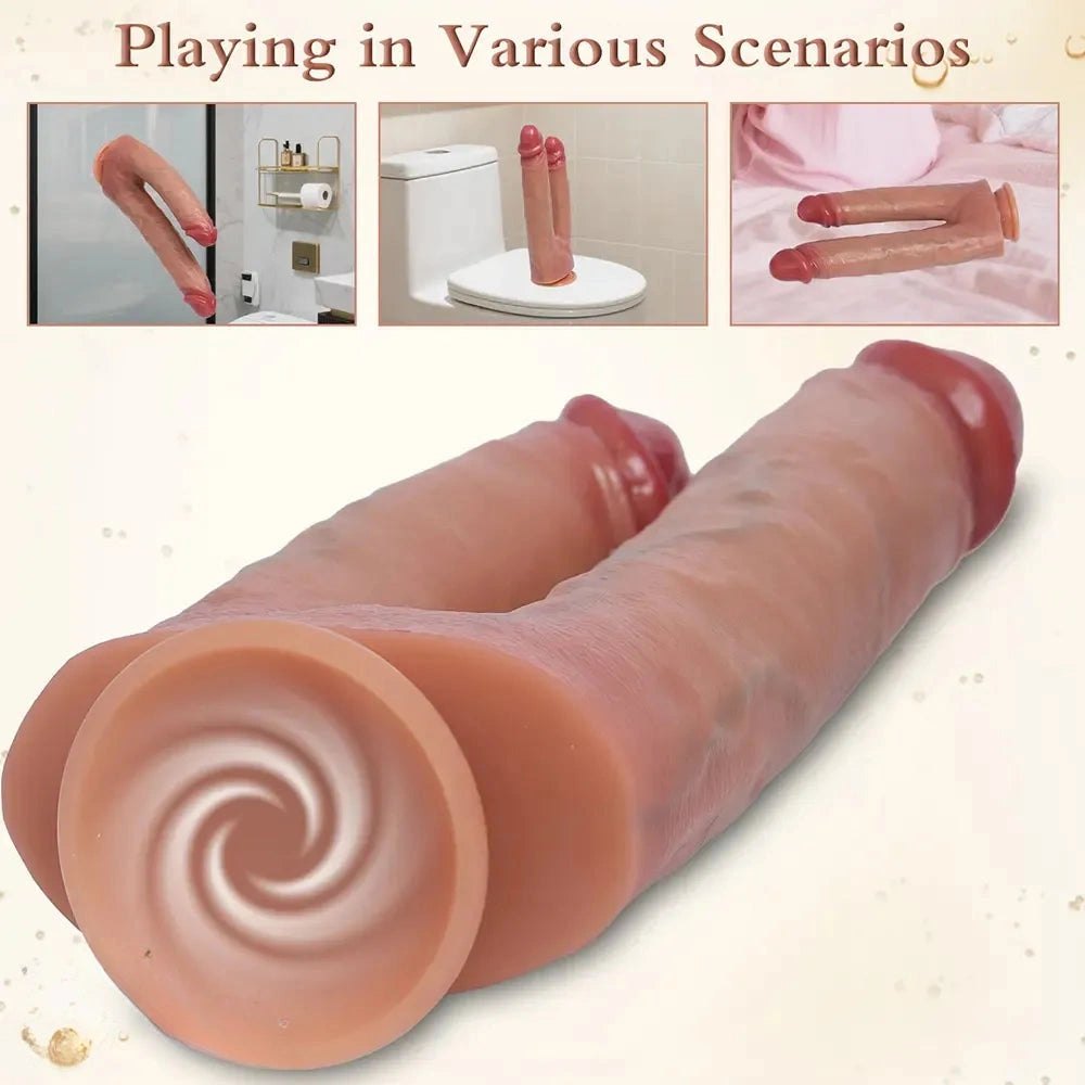 Flesh-tone silicone double dildo, photo 5