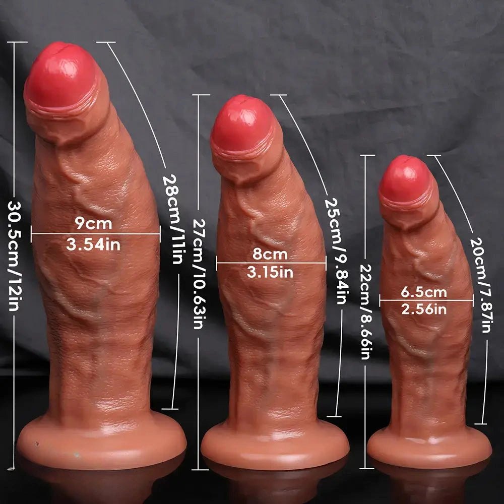 Flesh uncut silicone suction cup dildo with veins, photo 6