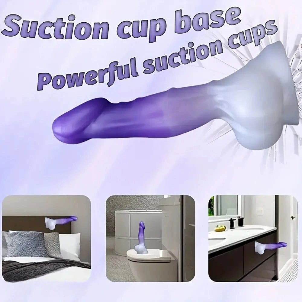 Purple flexible bumped texture realistic dildo, photo 4