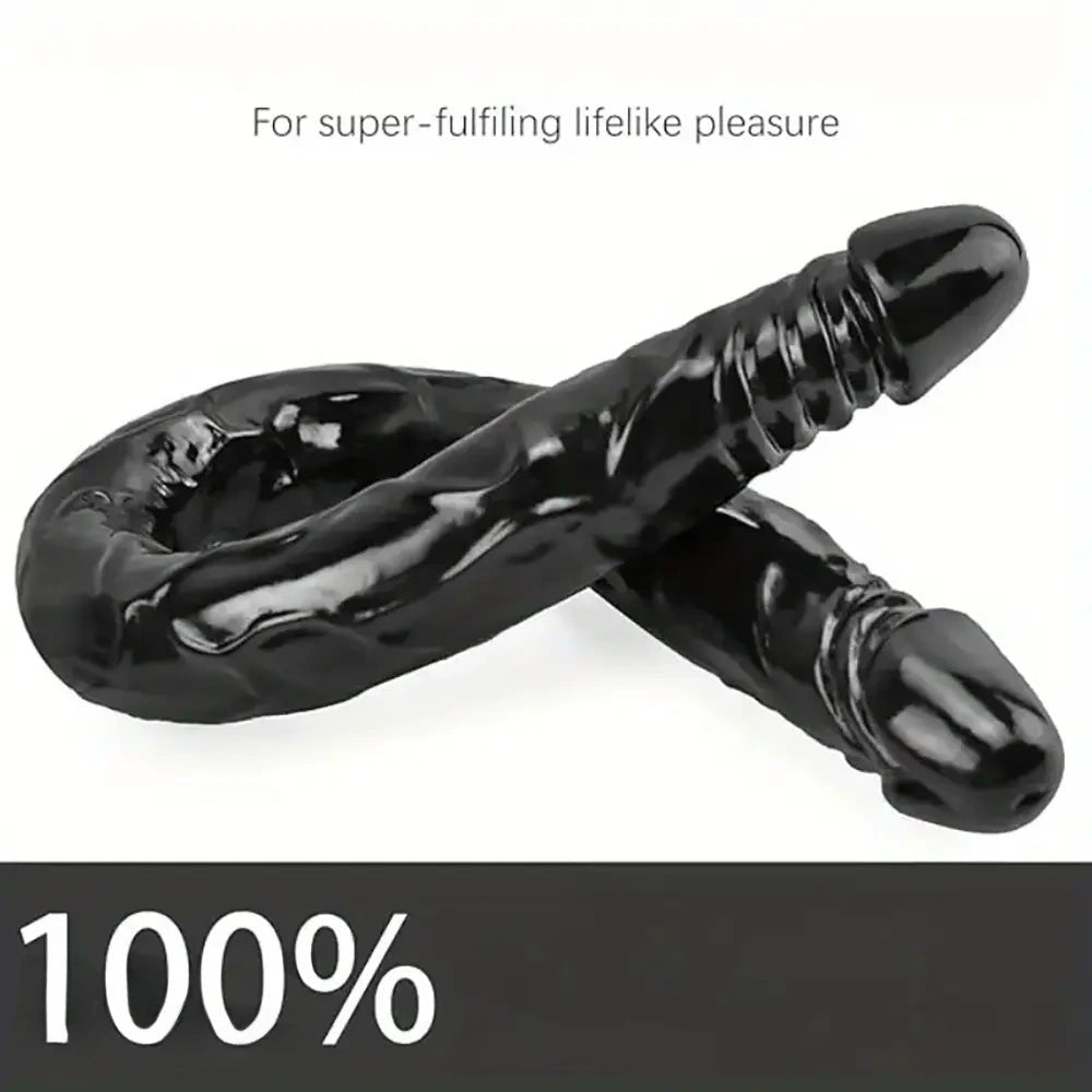Black flexible double ended PVC dildo, photo 1