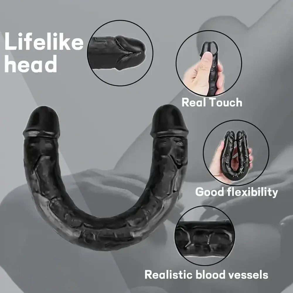 Black flexible double ended PVC dildo, photo 3