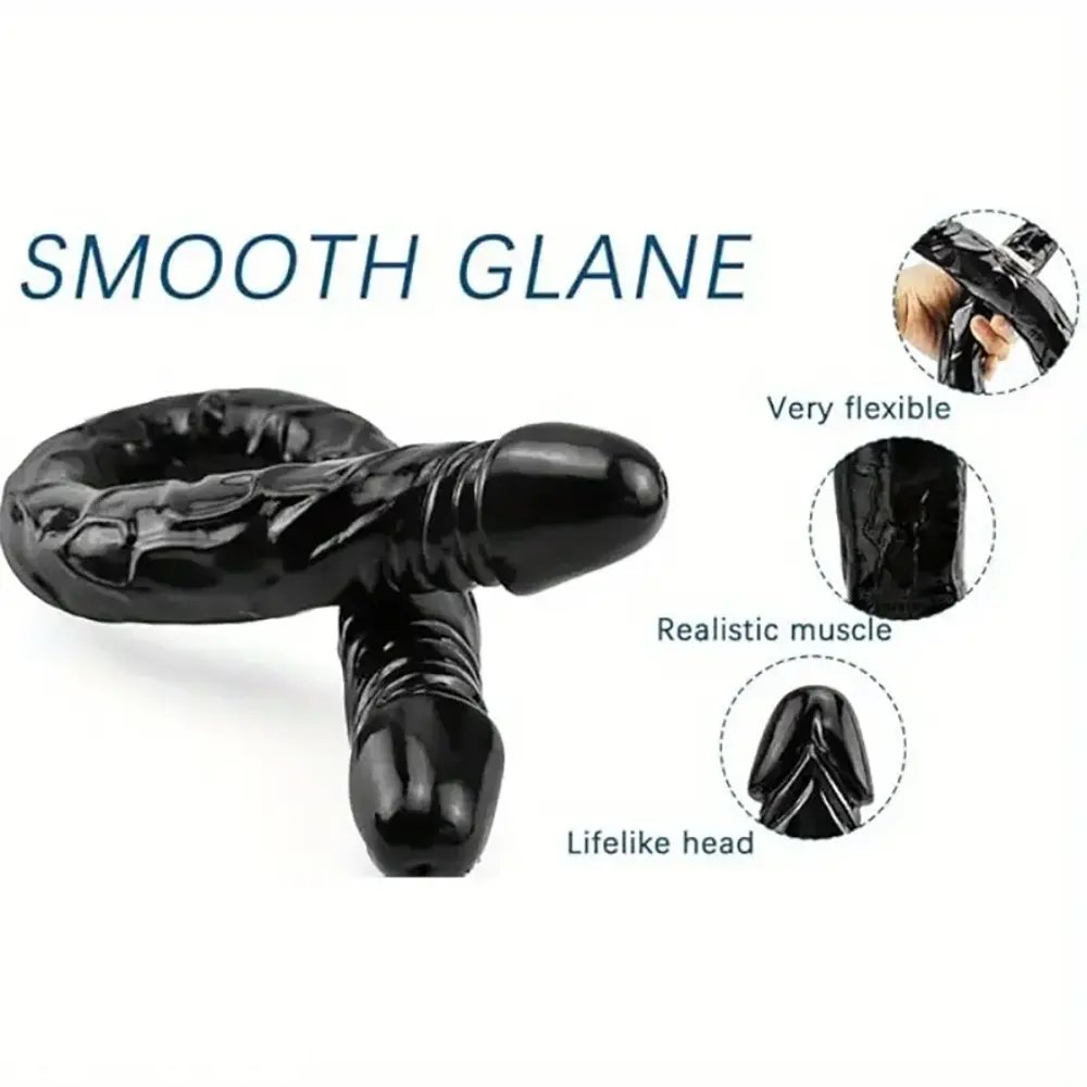 Black flexible double ended PVC dildo, photo 8