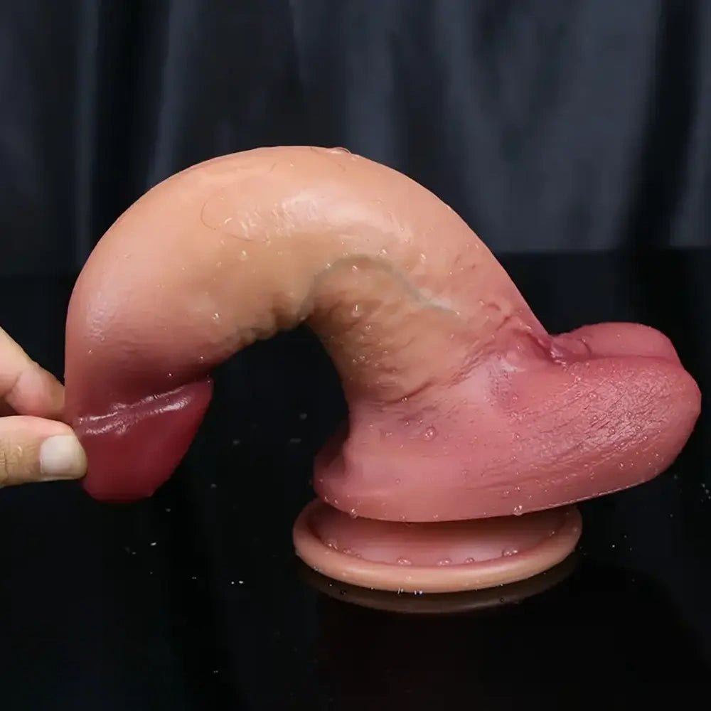 Brown flexible realistic silicone dildo, photo 3