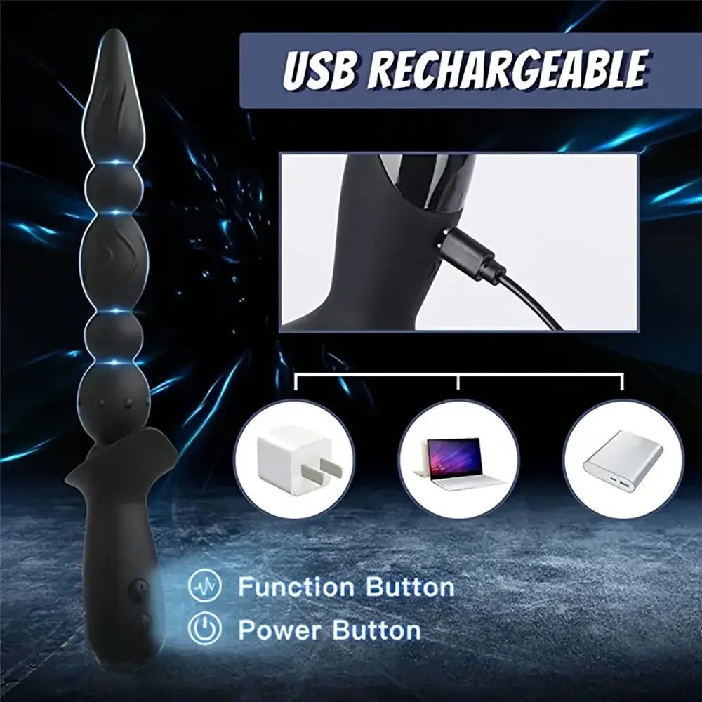 Black beaded anal vibrator, photo 5