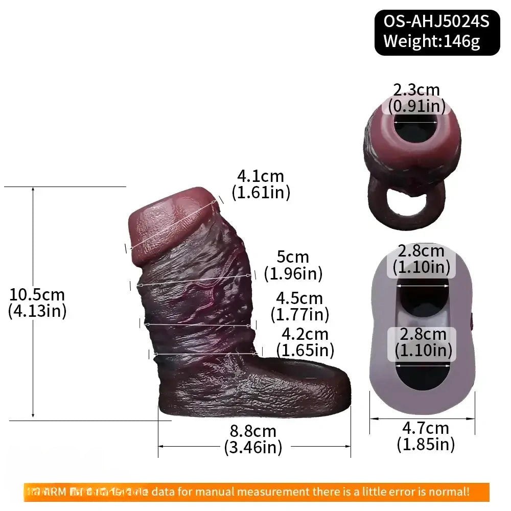Coffee hollow silicone dildo sleeve, photo 12
