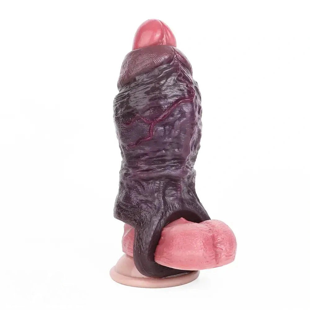 Coffee hollow silicone dildo sleeve, photo 15