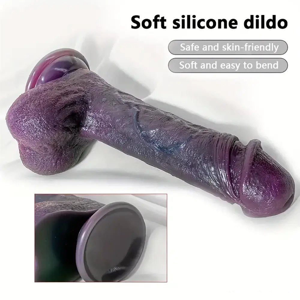 Gray flexible silicone suction cup dildo, photo 4