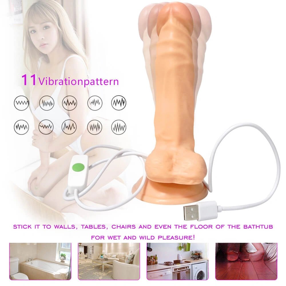 Flesh-tone flexible vibrating realistic dildo, photo 2
