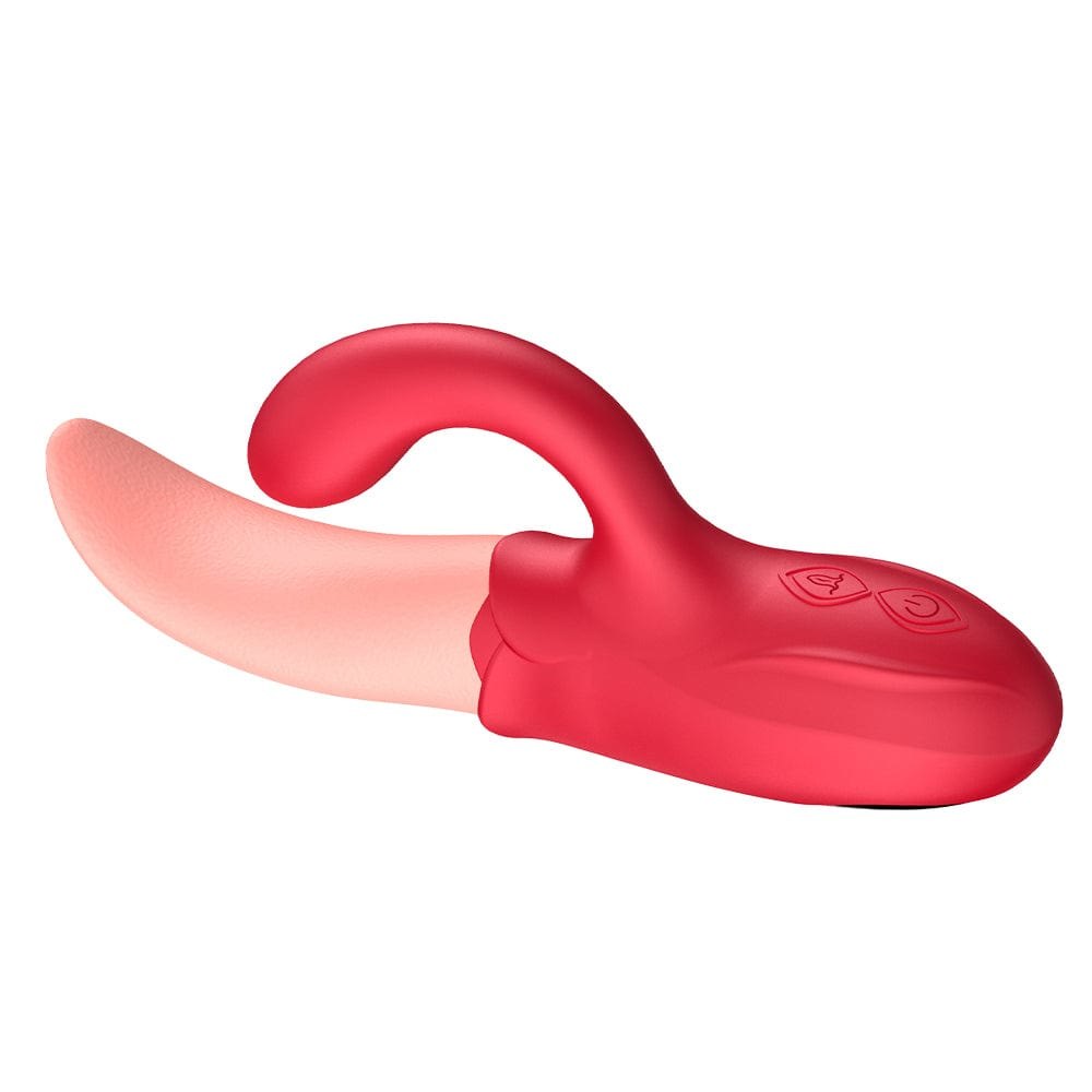 Red rabbit vibrator with flicking clit arm, photo 2