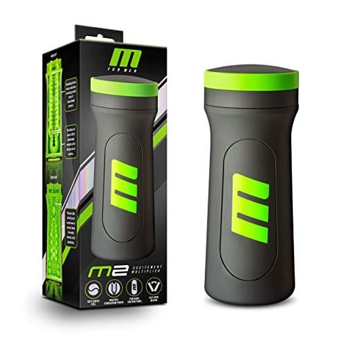 Black and green flip-open masturbator cup, photo 1