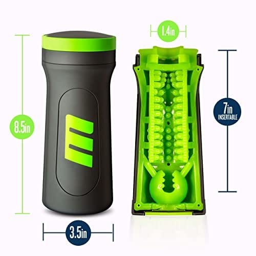 Black and green flip-open masturbator cup, photo 4
