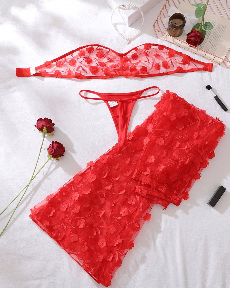 Floral applique mesh tube top set, photo 6