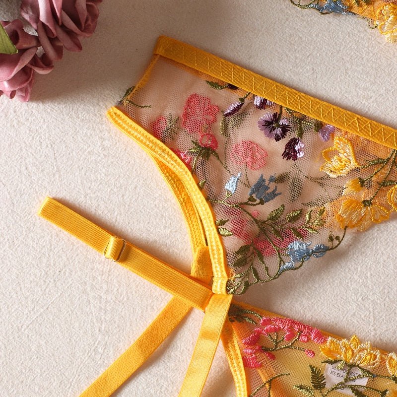 Floral embroidered longline bra thong set, photo 15