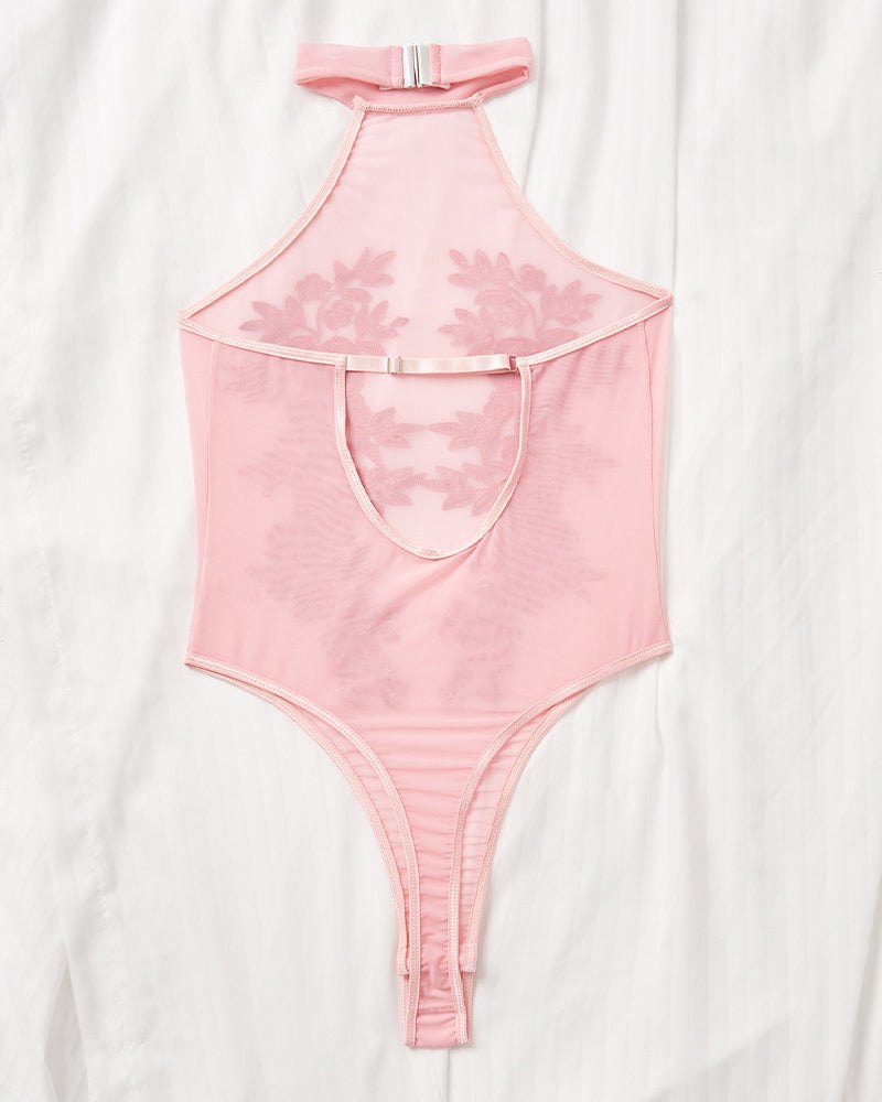 Floral embroidered mesh backless bodysuit, photo 8