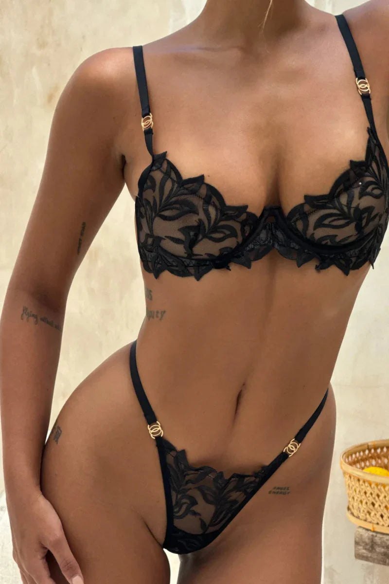 Floral eyelash lace balconette bra set, photo 5