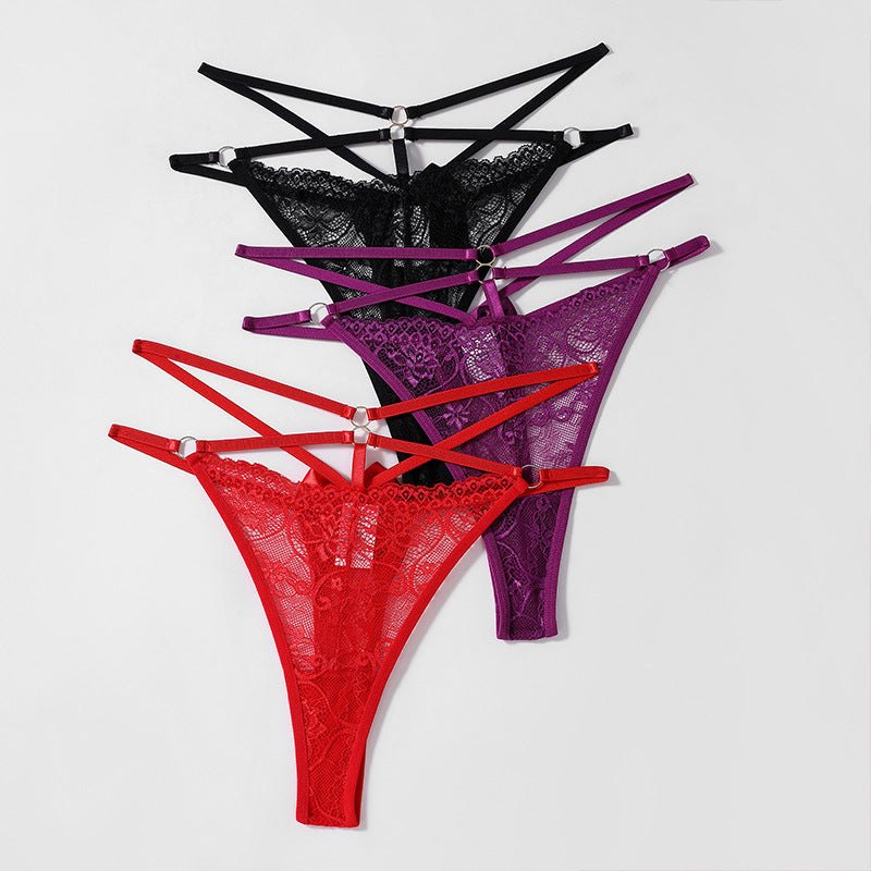 Floral lace bow mid waist plus thong, photo 8