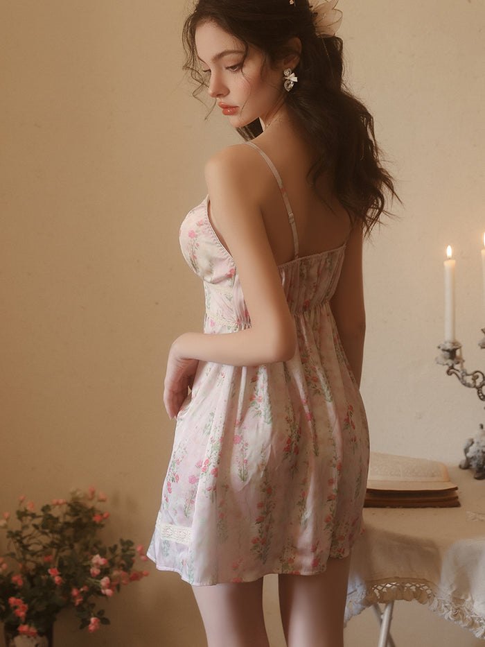 Floral lace deep v satin dress, photo 3