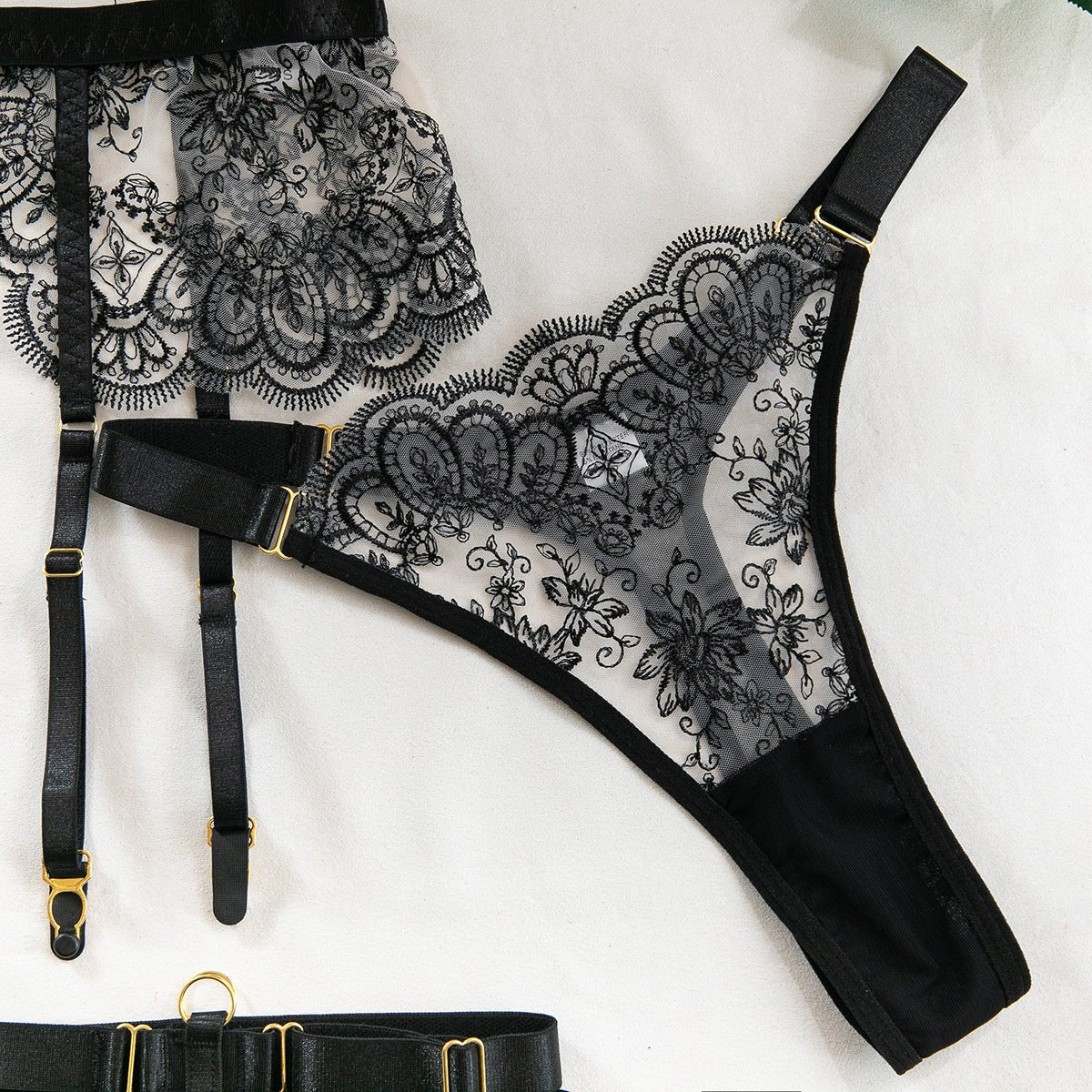 Floral lace garter belt lingerie set, photo 11