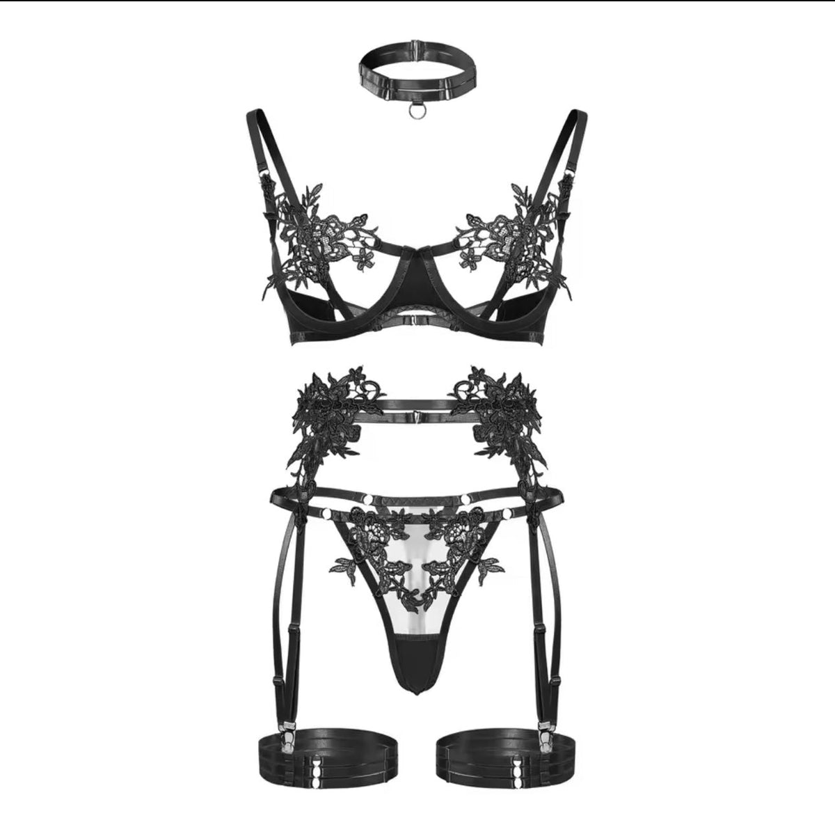 Floral lace harness garter set, photo 9